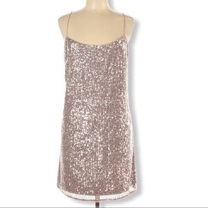 ADRIANNA PAPELL Pink Sequin Slip Cocktail Dress